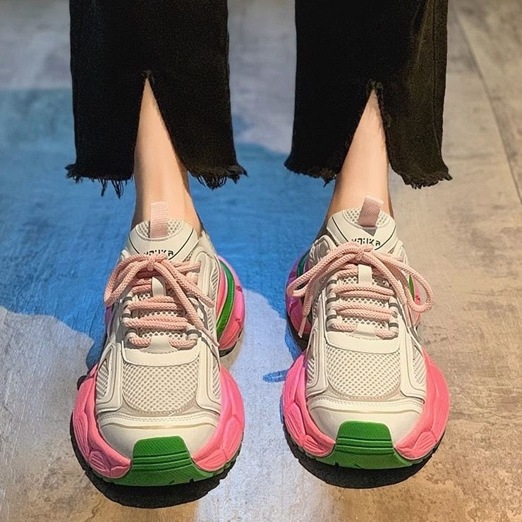 老爹鞋女2024爆款网面休闲跑步运动鞋女百搭厚底透气鞋子ins潮D-4详情3