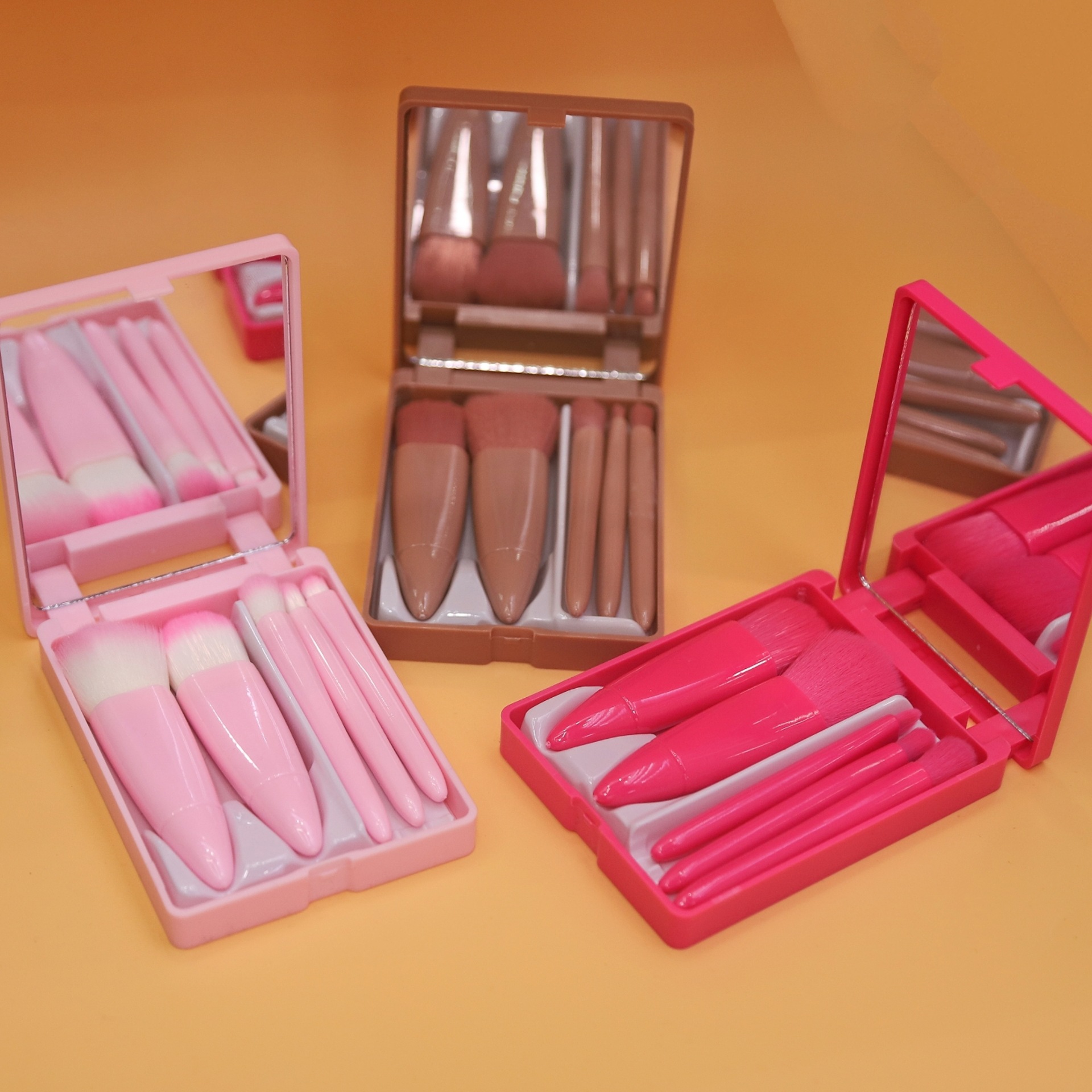 镜盒5支化妆刷套装便携款带镜子多功能散粉刷腮红刷美妆工具详情11