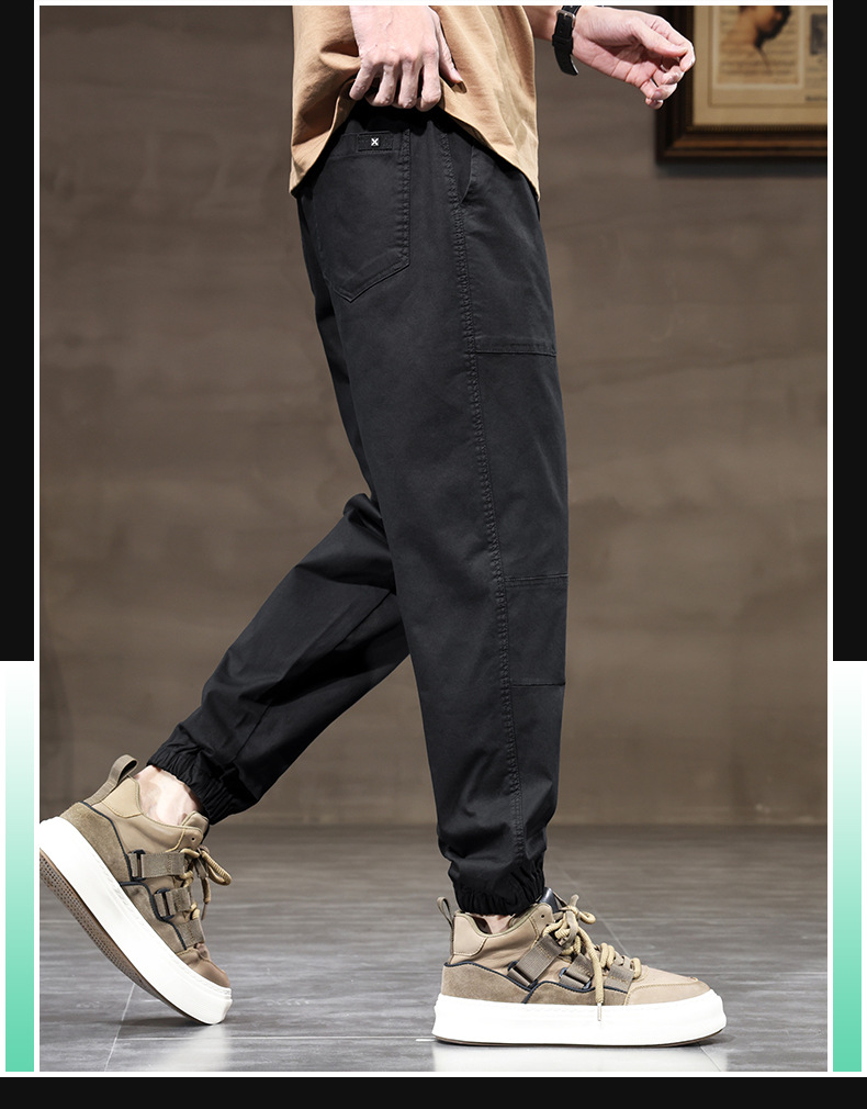 2024时尚薄款工装裤男多兜束脚长裤潮牌宽松百搭男生哈伦裤子男生详情12