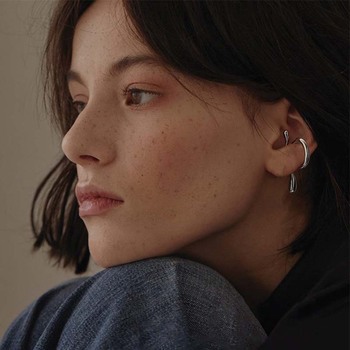 Small C-shaped smooth geometric pattern scented plate ear clips for women, no ear piercings, wearable earrings, elegant earrings factory direct sales pic 16