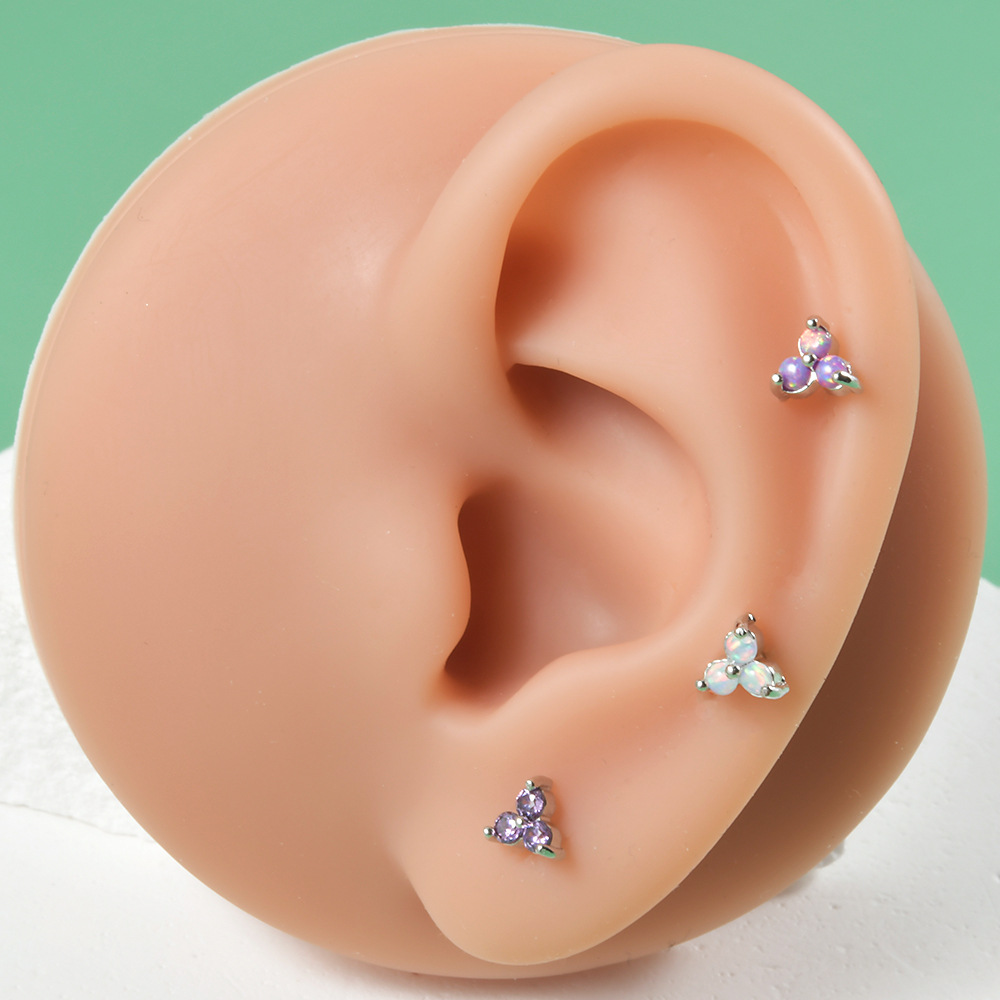 跨境澳宝唇钉 三角爪形锆石不锈钢内螺纹耳钉电镀多色内牙耳骨钉详情17