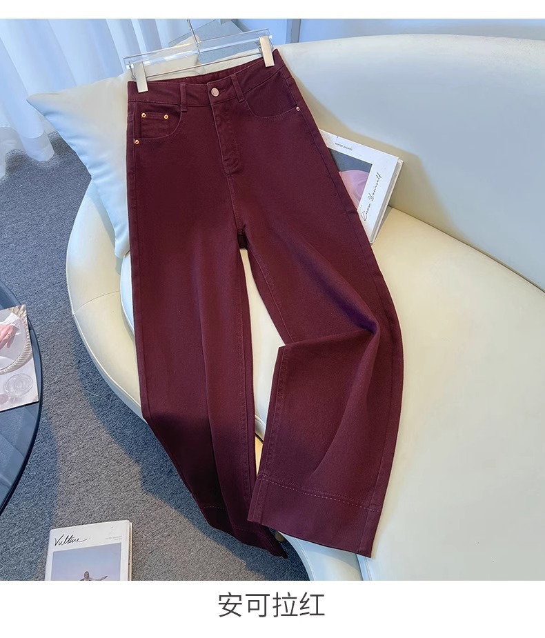 新款高腰复古小个子加绒九分直筒裤深蓝色牛仔裤阔腿裤女秋冬2024详情15