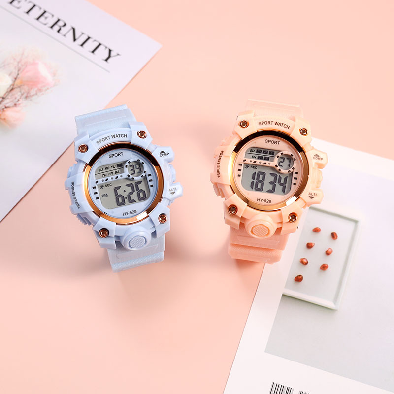 新款韩版时尚男女生多功能电子表中小学生运动闹钟夜光LCD电子表详情7