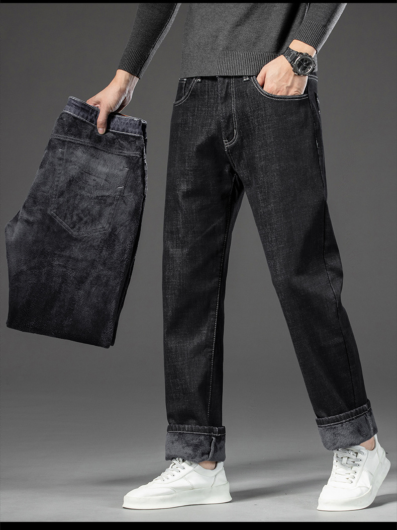 2024秋冬季新款牛仔裤男士宽松直筒休闲百搭四季大码长裤加绒可选详情52