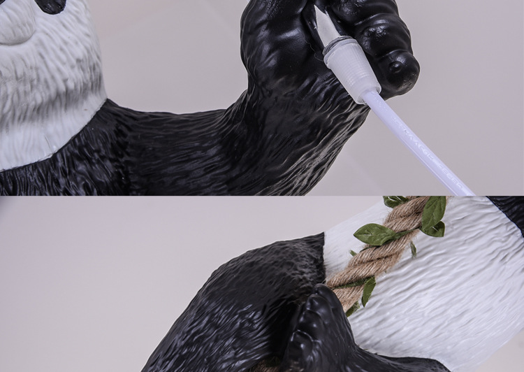 Nordic creative and personalized zoo decoration, hemp rope panda chandelier, bar, restaurant, homestay style wooden house, plant lamp pic 10