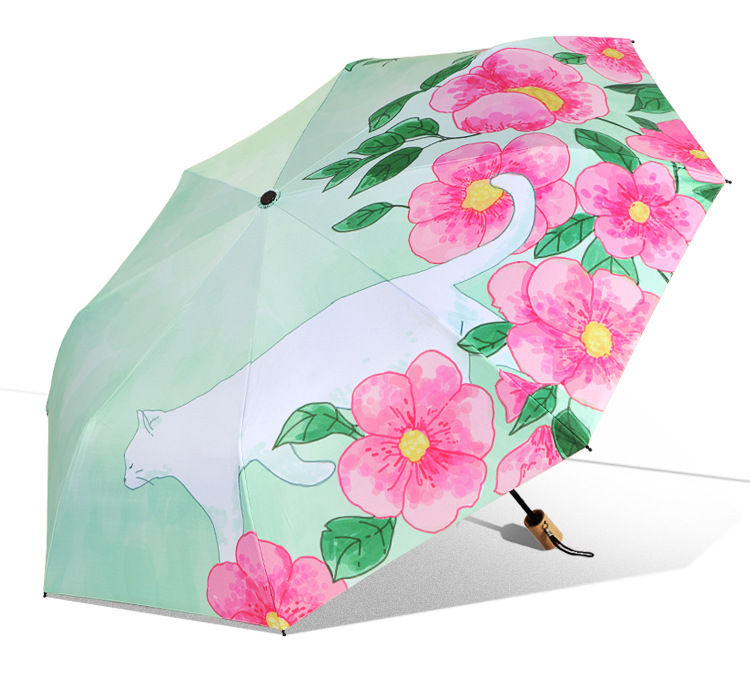 Cross-border supply black rubber folding umbrellas, one-piece consignment, sun protection and shade umbrellas, extended four-fold small black umbrellas, factory direct sales pic 24