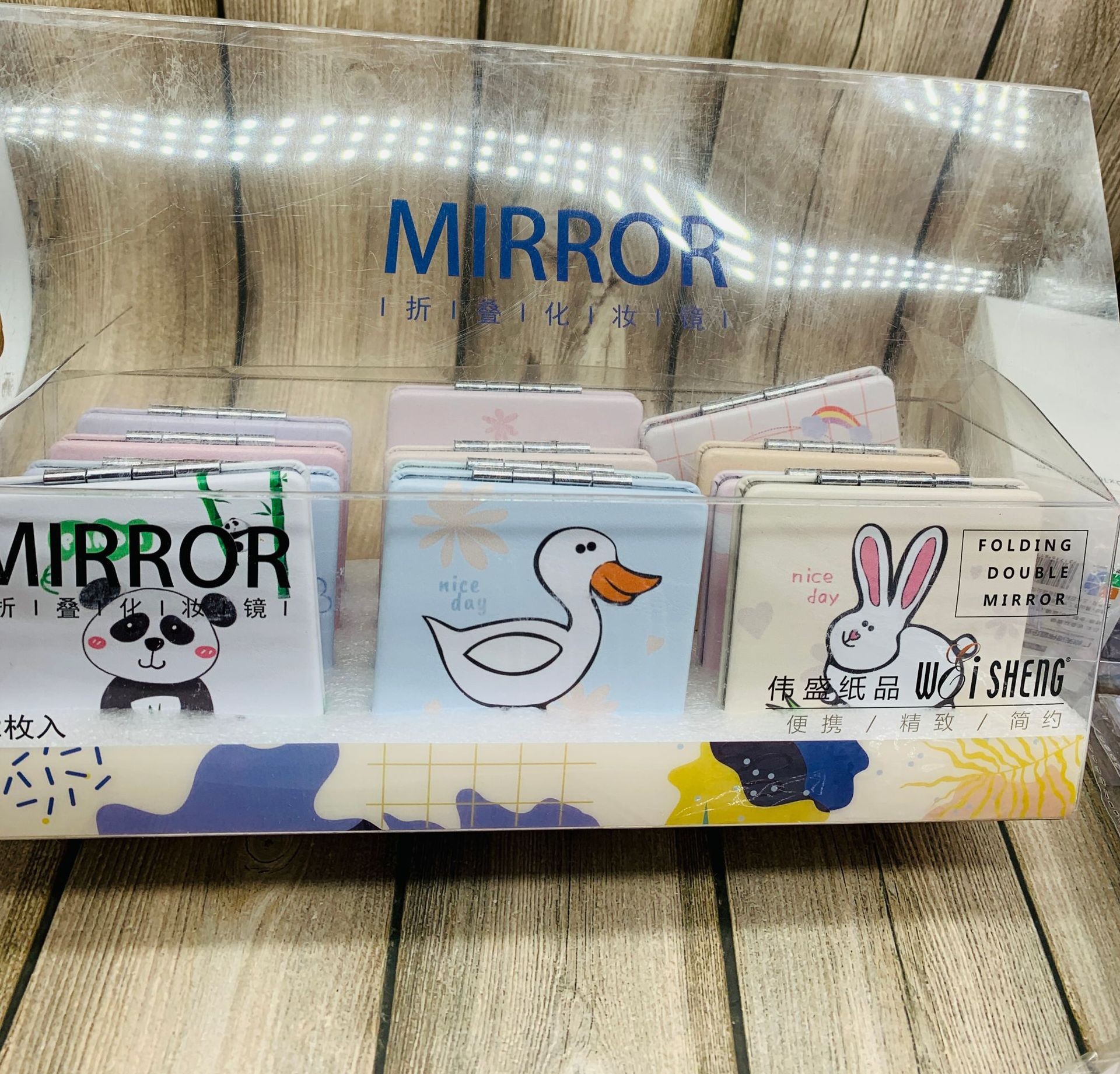Double-sided mirror, folding mirror, magnifying mirror, portable mini, small makeup mirror, cartoon round mirror pic 12