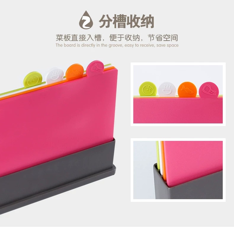 Creative family classification chopping board, plastic cutting board, fruit cutting board, complementary food knife board. The bottom is hollowed out for easy water drainage pic 6