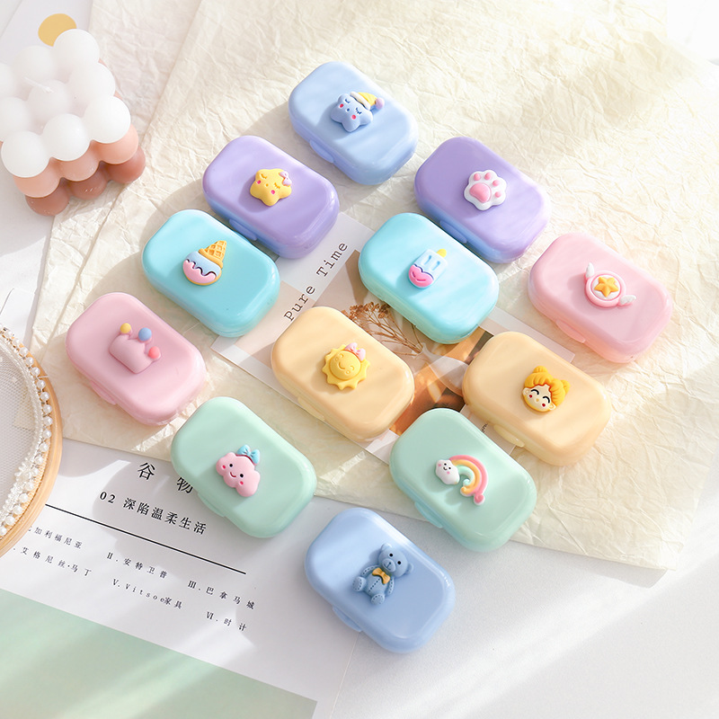 Cartoon portable contact lens case, ins mini myopia care box, companion box, colored contact box, glasses storage box, exclusively for export. Exclusively for export pic 26