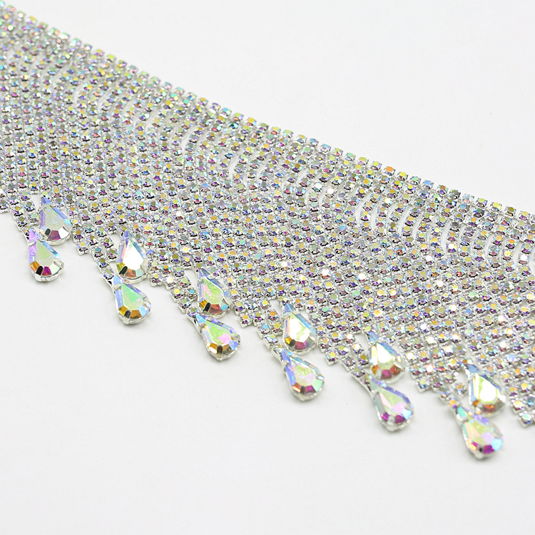 AB color water drop tassel claw chain, fancy code chain, water diamond chain, direct sales from the factory for export pic 7