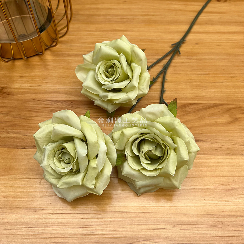 婚庆仿真花3头钻石玫瑰无叶版玫瑰花路引花材弗洛伊德玫瑰瀑布详情21