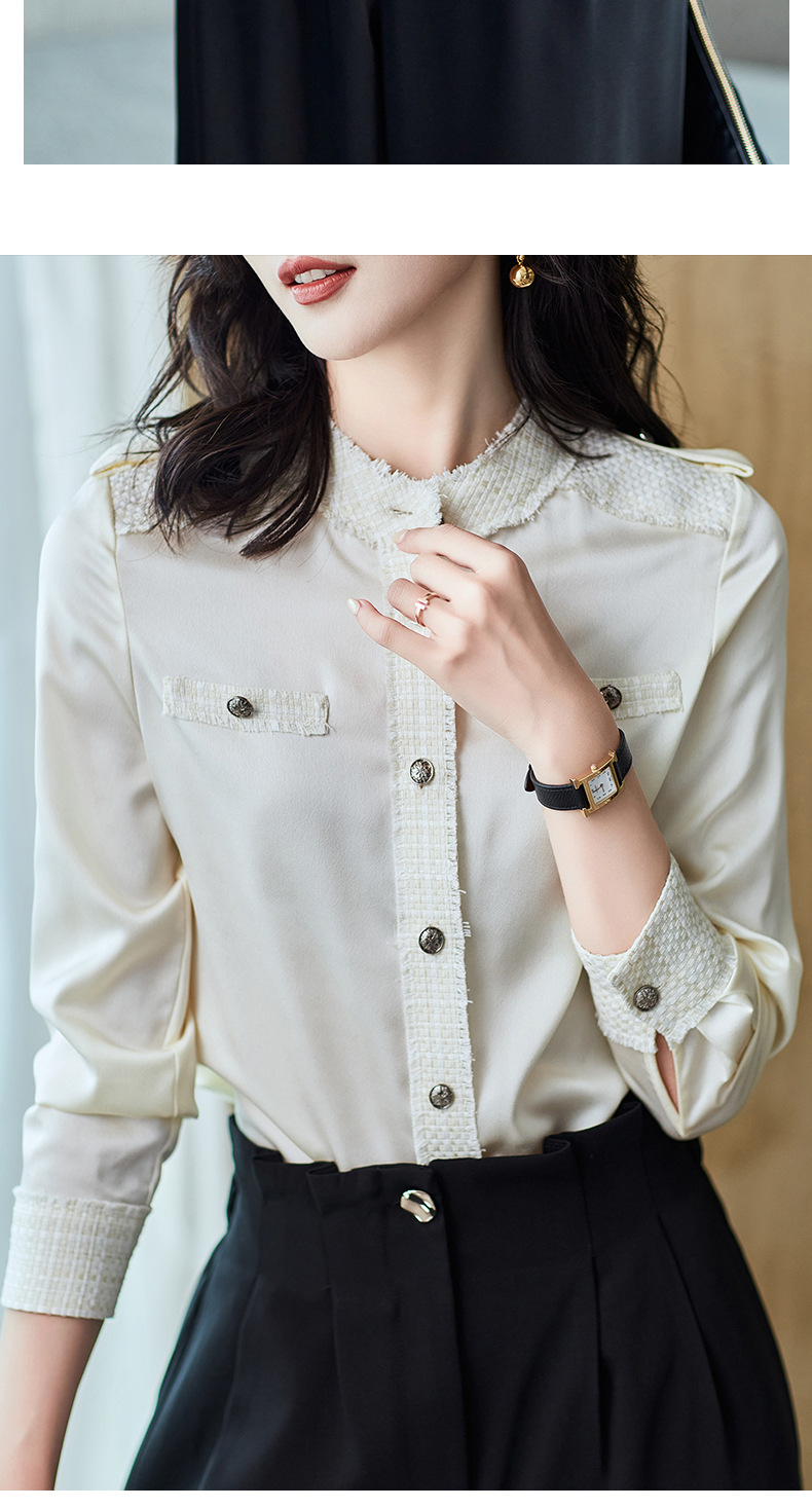源头工厂 2023春装新款衬衫女长袖宽松雪纺衫黑色女士衬衣A2679详情11