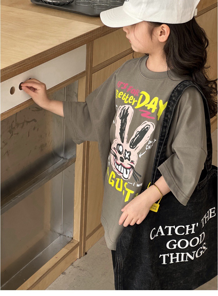 儿童短袖t恤女童夏装2025新款男童半袖体恤宽松休闲卡通洋气上衣详情37