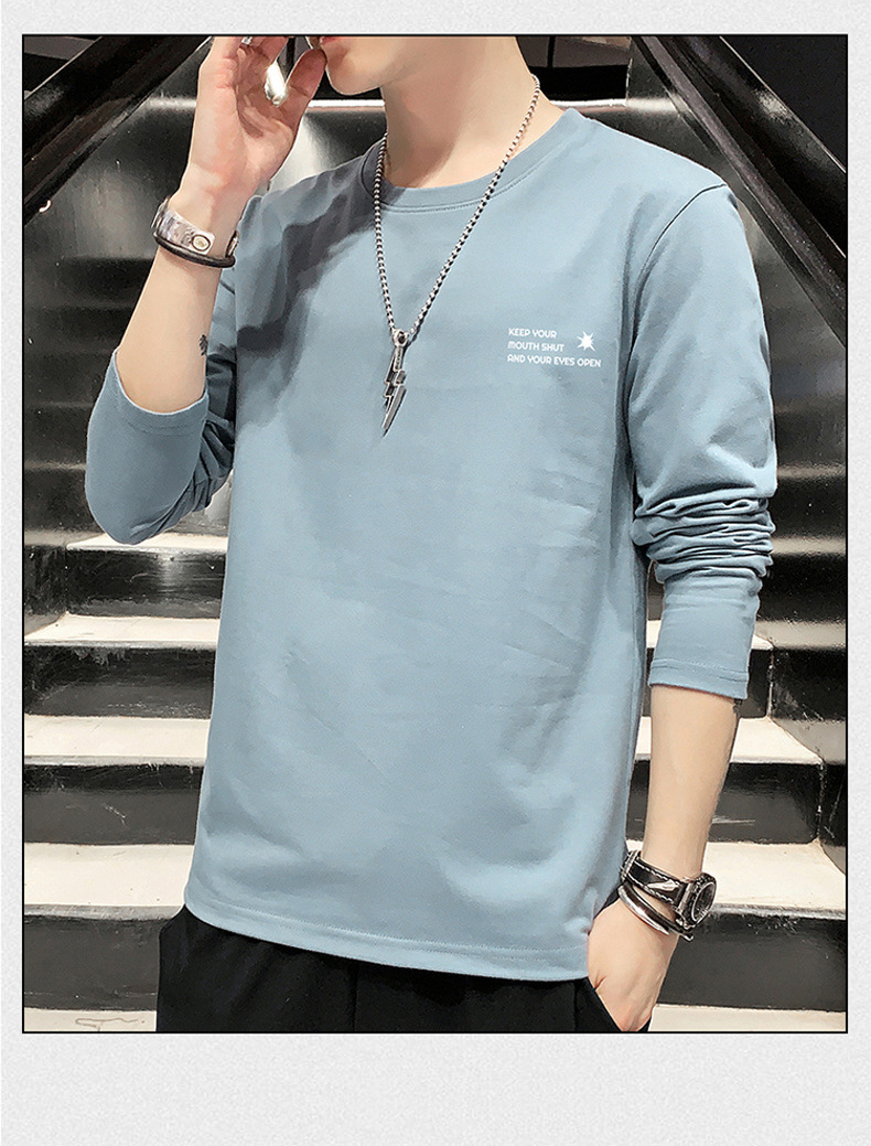 新款春秋季男士长袖t恤男潮牌棉体恤男T宽松薄款卫衣上衣服男装潮详情45