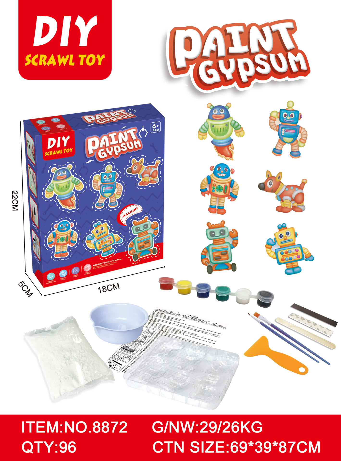 石膏彩绘艺术摆件儿童创意DIY手绘玩具礼物冰箱贴摆件地摊批发详情3