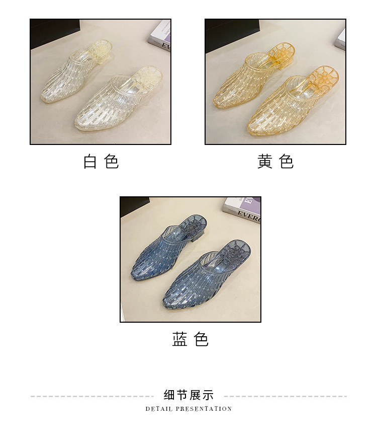 水晶凉鞋女款夏季外穿2024新款坡跟果冻鞋夏天洞洞鞋厚底透明女鞋详情4