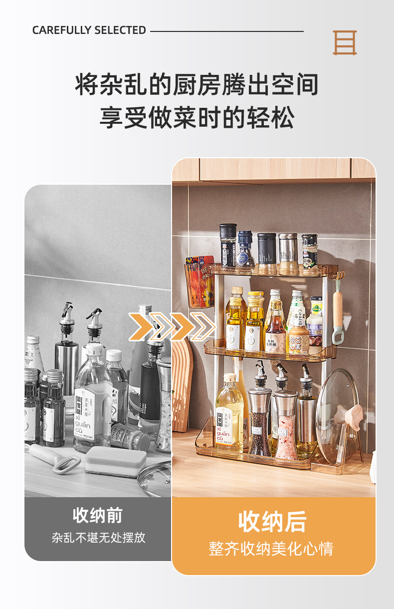 G468-A189调料置物架厨房架子台面油盐酱醋收纳窄转角调味品调味架家用详情3