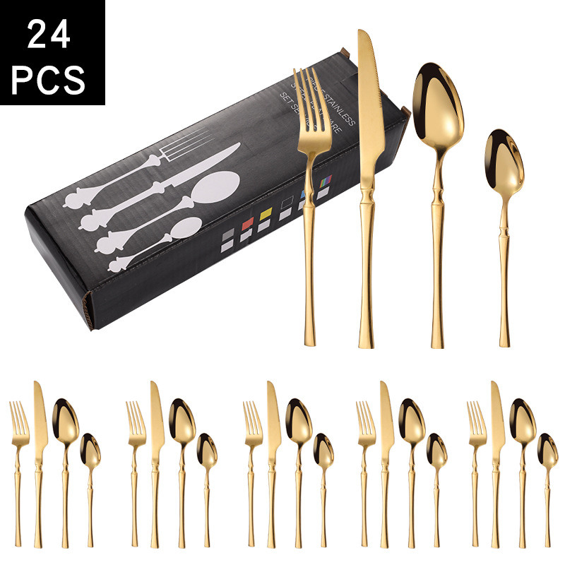 跨境亚马逊不锈钢餐具24件套葡萄牙刀叉勺四主件餐具礼品套装批发详情9