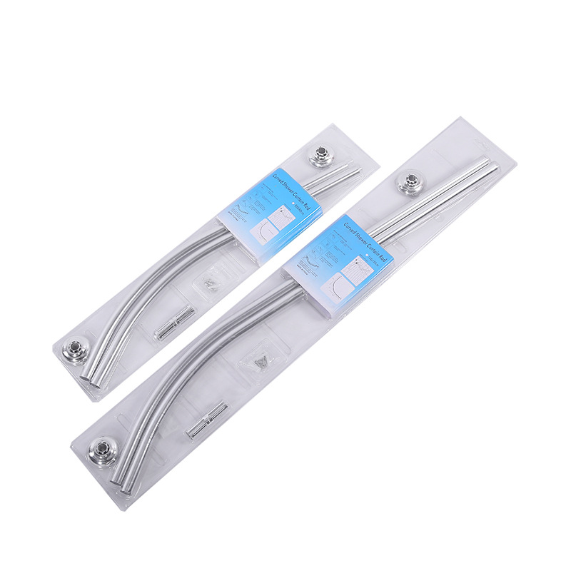 Wholesale of stainless steel bath curtain rods, round head arc-shaped bath curtain telescopic rods without drilling, bathroom curtain load-bearing support rods pic 3