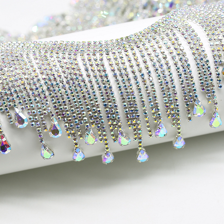 AB color water drop tassel claw chain, fancy code chain, water diamond chain, direct sales from the factory for export pic 13