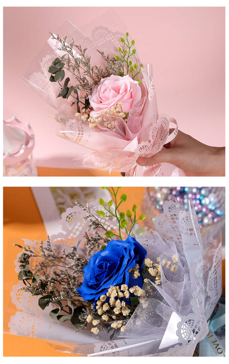 情人节礼物新款花束满天星玫瑰花束创意型花束礼物详情11