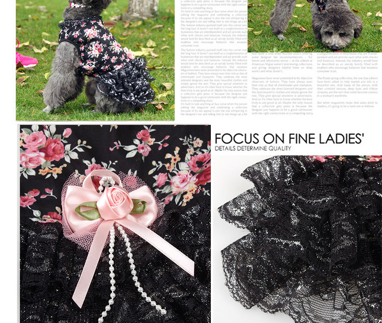 Summer new cool and cute dog dress, fashionable lace small floral cat dress pic 9