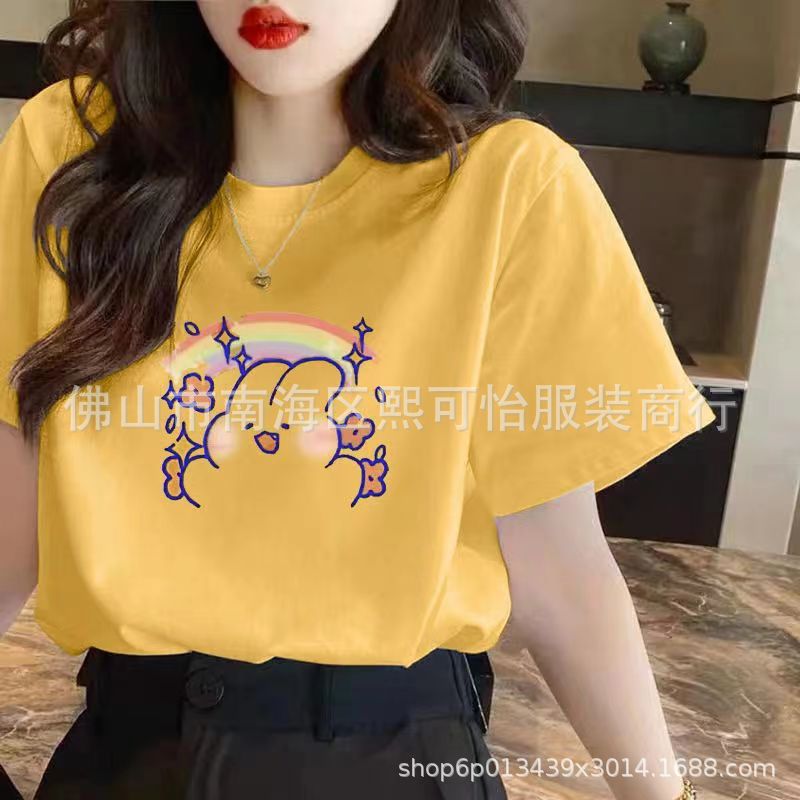 Cheap street stall clothing wholesale, summer short-sleeved T-shirts for women, cotton letter printed Korean version, Instagram trend pic 16