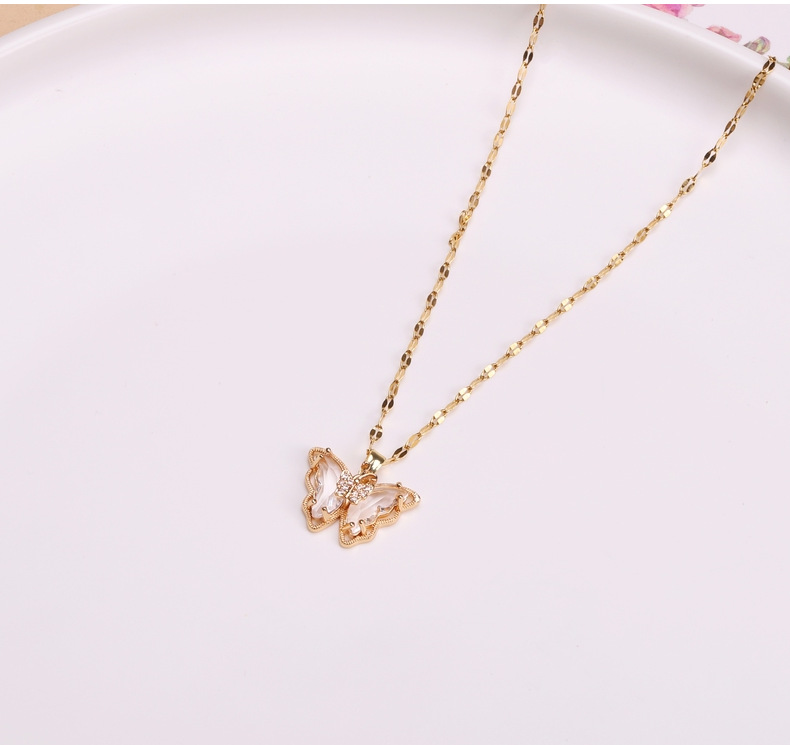 韩国东大门同款蝴蝶单吊坠精致水晶蝴蝶吊坠项链网红锁骨链饰品详情19