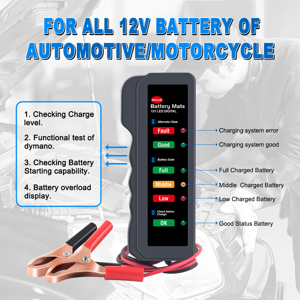 汽车蓄电池检测仪电瓶测试仪12V battery tester外贸热销点烟器款详情11