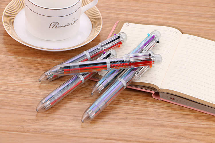 Creative transparent 6-color ballpoint pens, cute student stationery, multi-color pens, oil pens, and direct sales from the manufacturer of colored ballpoint pens pic 20