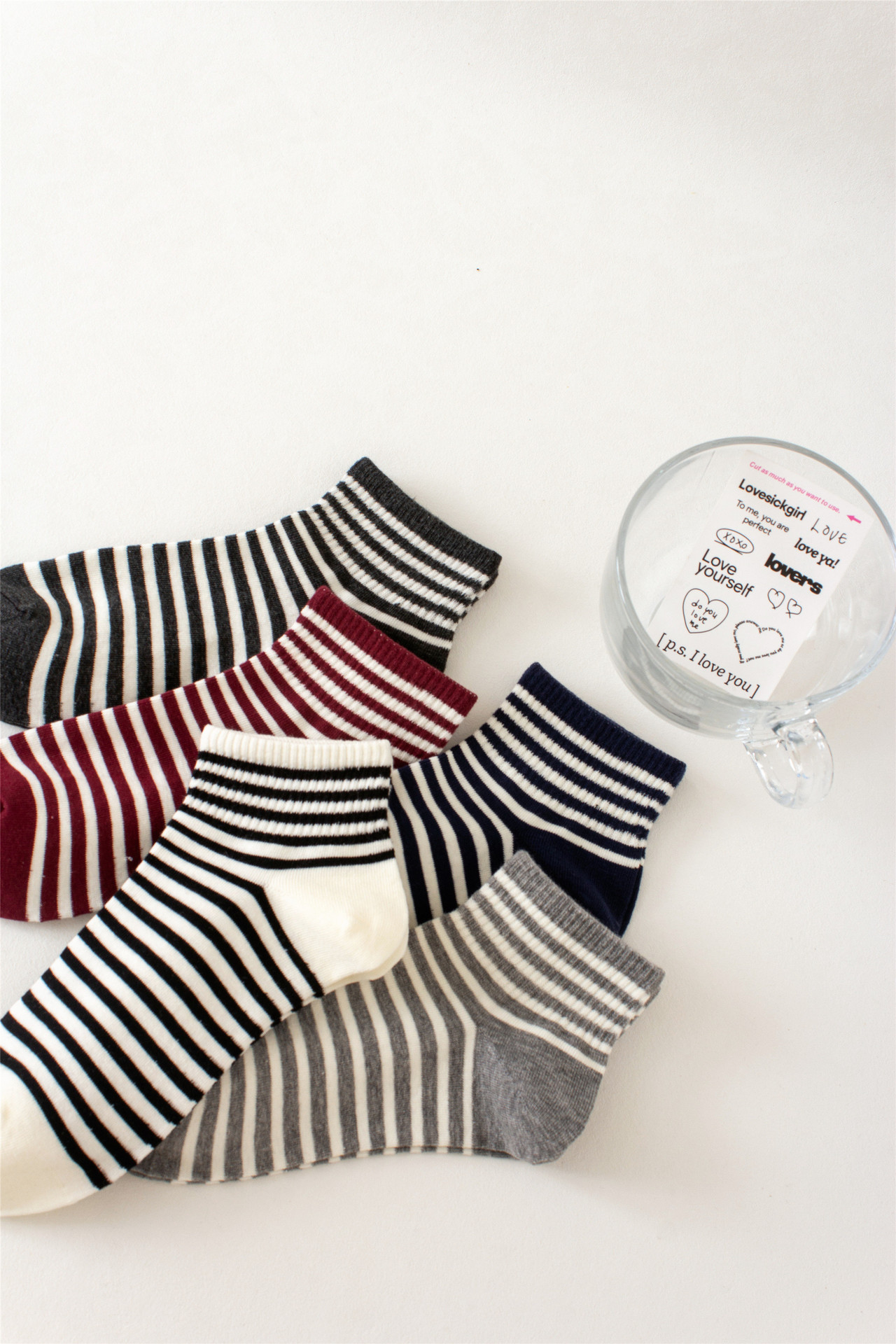 Striped socks, short socks for women, low-top cotton, shallow mouth, Korean school style, cute four-season Korean boat socks for women in autumn and winter pic 4