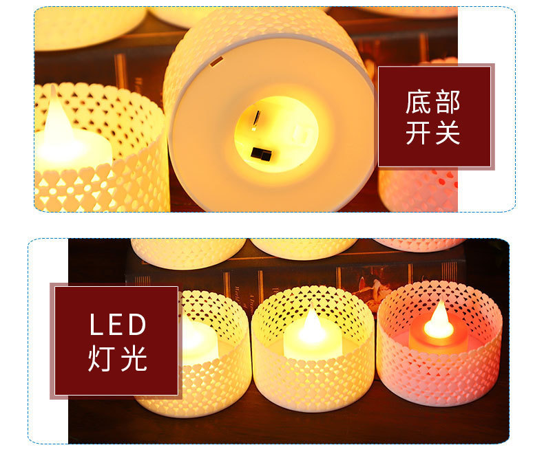 Amazon electronic candle hollowed-out candle lamp Birthday led romantic proposal atmosphere decoration mini night light pic 7