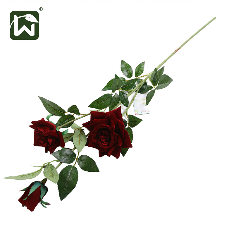 Wholesale of high-end, light luxury faux velvet rose artificial flowers, wedding flowers, home outdoor landscaping decorative items, and floral art pic 9