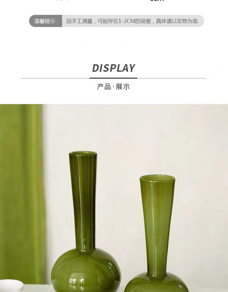French vintage high-end glazed vase, olive green handcrafted niche art Phalaenopsis vase, living room decoration pic 4