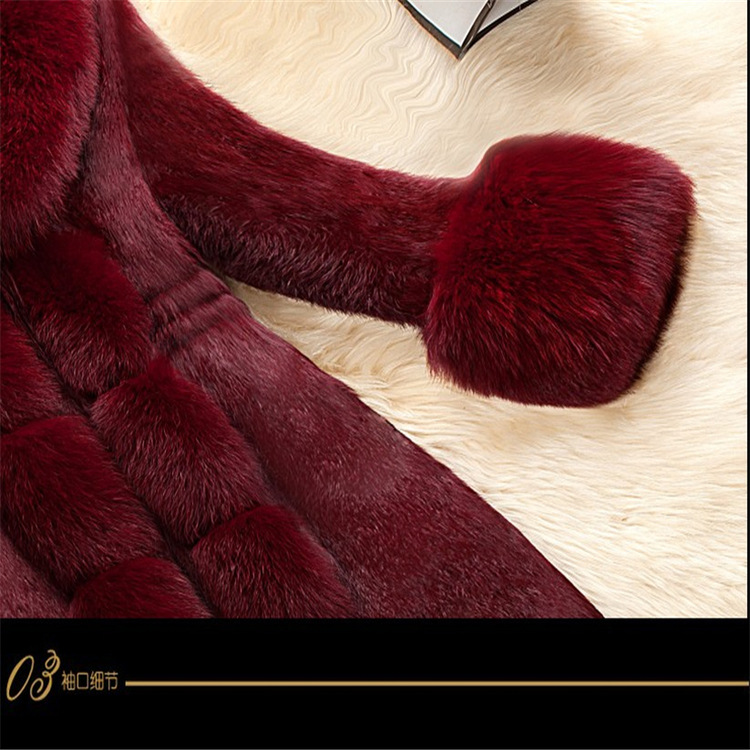 Wholesale of mid-length Haining new large-sized fox fur collar coats imitating rabbit fur for women in 2021 pic 8