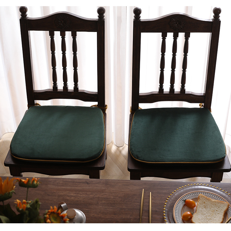 Wholesale of home Chinese-style dining chair and stool cushions with straps, velvet anti-slip seat cushions, solid color in winter, detachable and washable pic 20