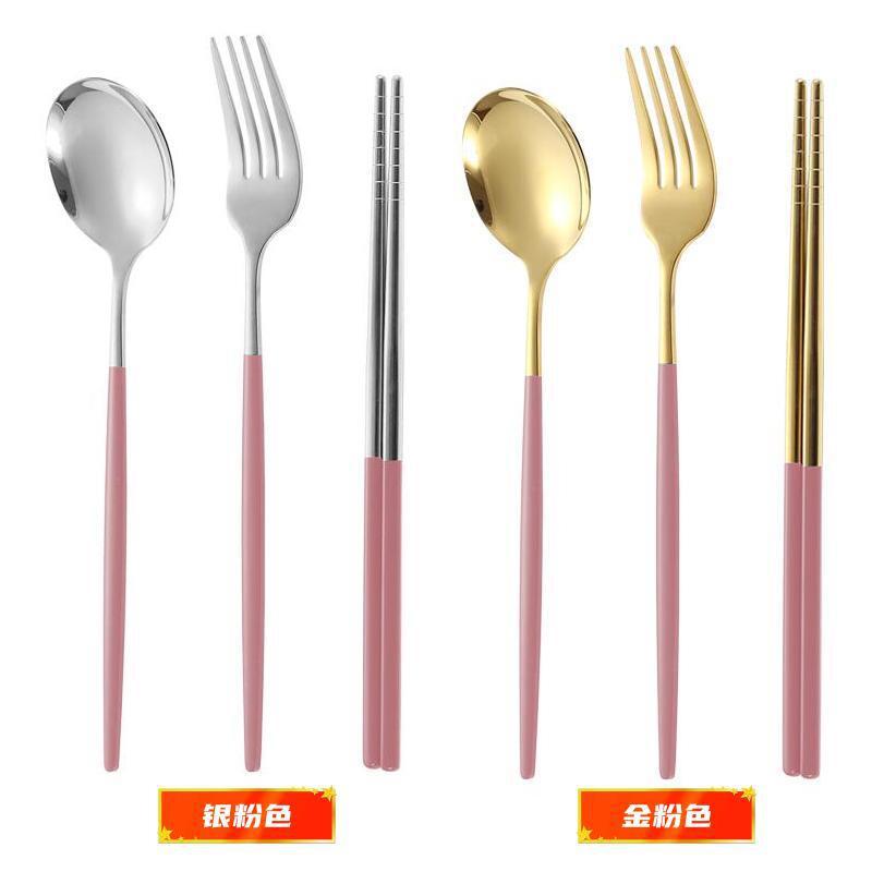 不锈钢餐具勺子筷子便携餐具葡萄牙叉子三件套学生欧式旅行套装详情19
