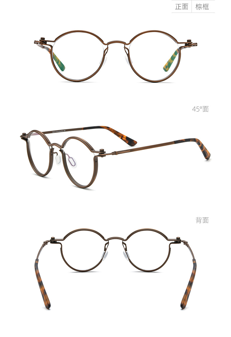 Pure titanium Italian handcrafted glasses frame round frame for men and women steampunk motorcycle can be paired with myopia glasses and plain glasses. New pic 17