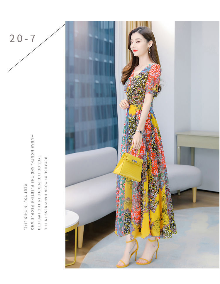 Customized wholesale Amazon 2021 dress, Instagram super slimming summer new dress, long dress, floral print pic 13