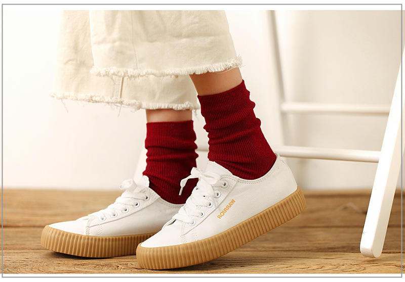 Calcetines mujer primavera verano calcetines de algodón calcetines medio colegial estilo coreano versión ins trendy personalidad versátil doble aguja calcetines montón mujer pic 9