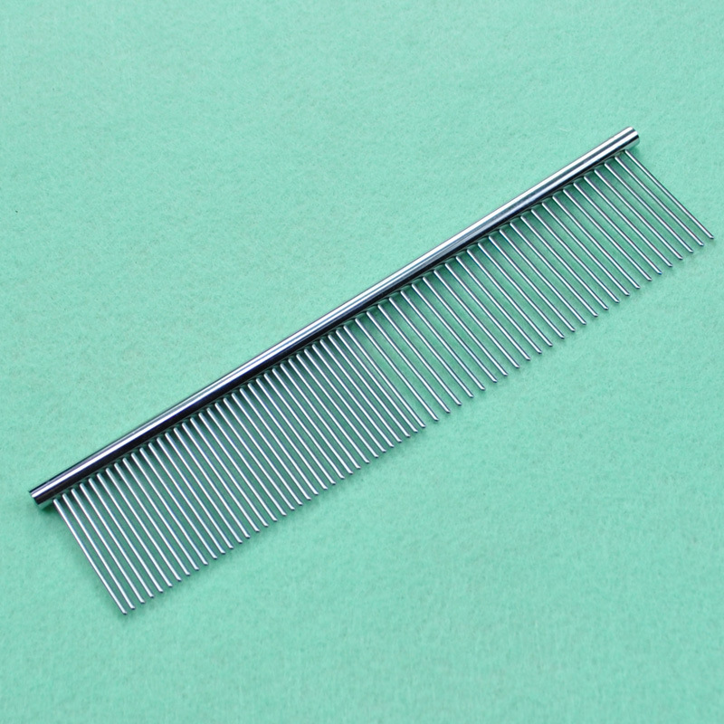 Pet comb, stainless steel row comb, dog grooming row comb, pet straight row grooming steel comb, single row sparse density comb pic 2