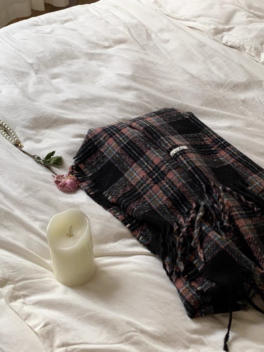 格子大集合~韩系格子流苏ins围巾女秋冬季百搭学生保暖氛围感围脖详情23