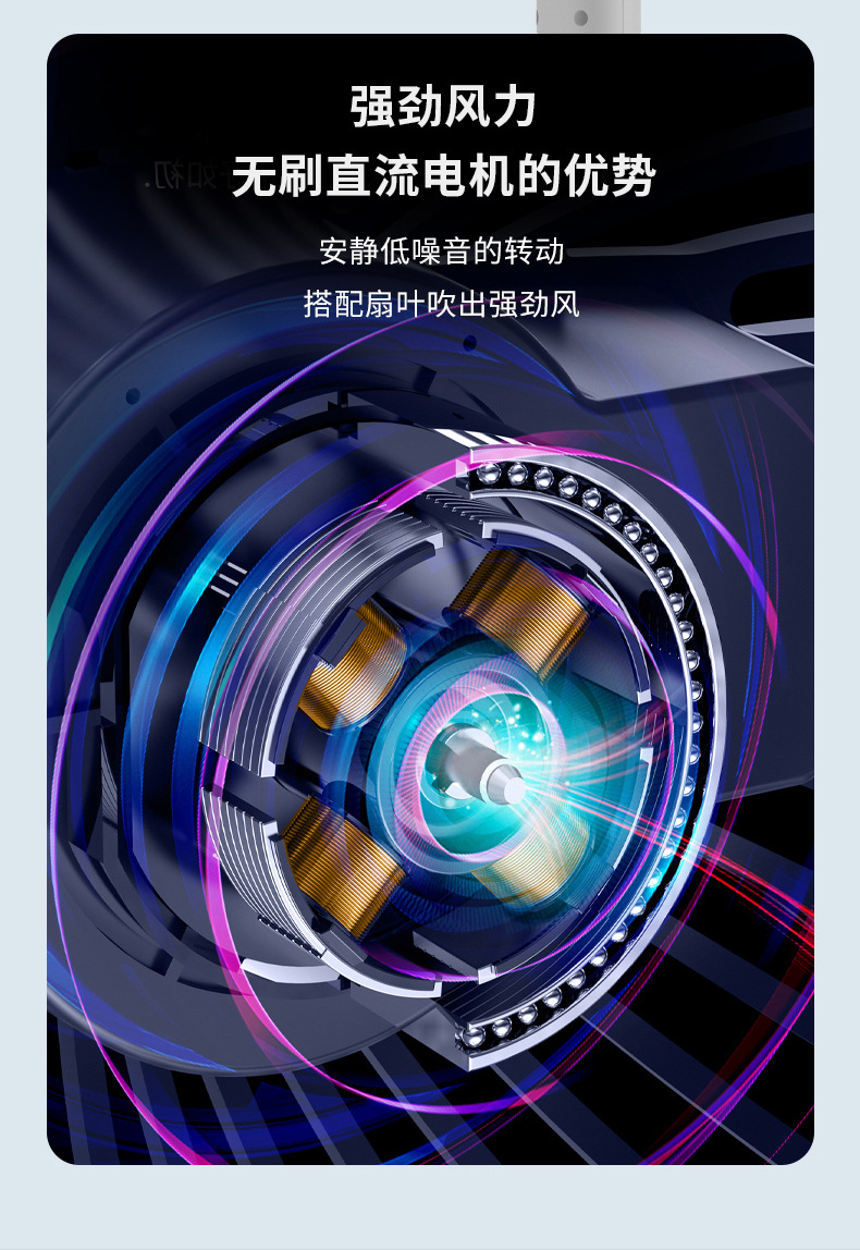 新款三用夹子夜灯风扇室内外桌面冷风扇usb充电便携式手持电风扇详情11