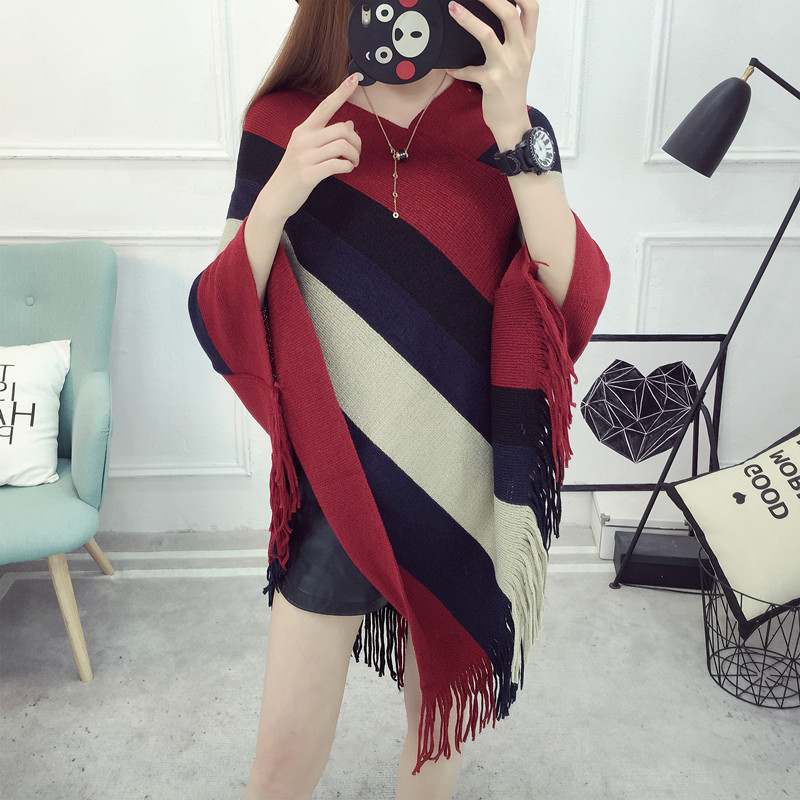 Loose tassel shawl spring and autumn new women sweater coat plus-size knitted cape pullover 蝙蝠衫 pic 10