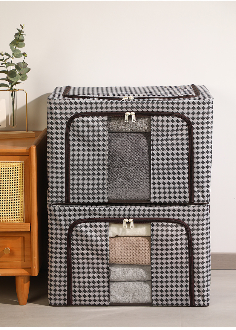 新品千鸟格收纳箱布艺衣物收纳牛津布收纳箱批发衣柜收纳百纳箱子详情10