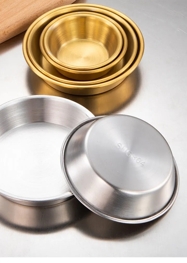 韩式304不锈钢蘸料碟金色酱料碟商用烤肉调料小碟西餐番茄酱碟子详情6