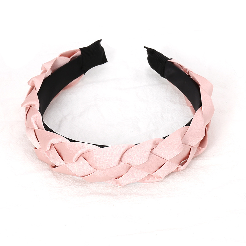 欧美纯色手工编织麻花头箍 亚马逊潮流单色辫子头扣 洗脸压发发饰详情22