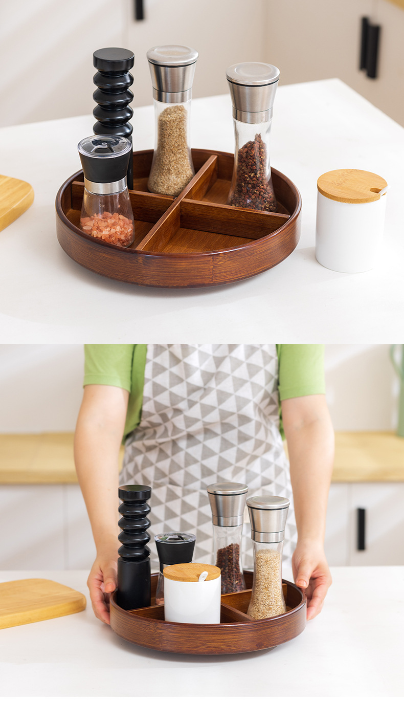 厨房调料置物架台面木质转角可旋转调味用品收纳架油盐酱醋调料架详情8