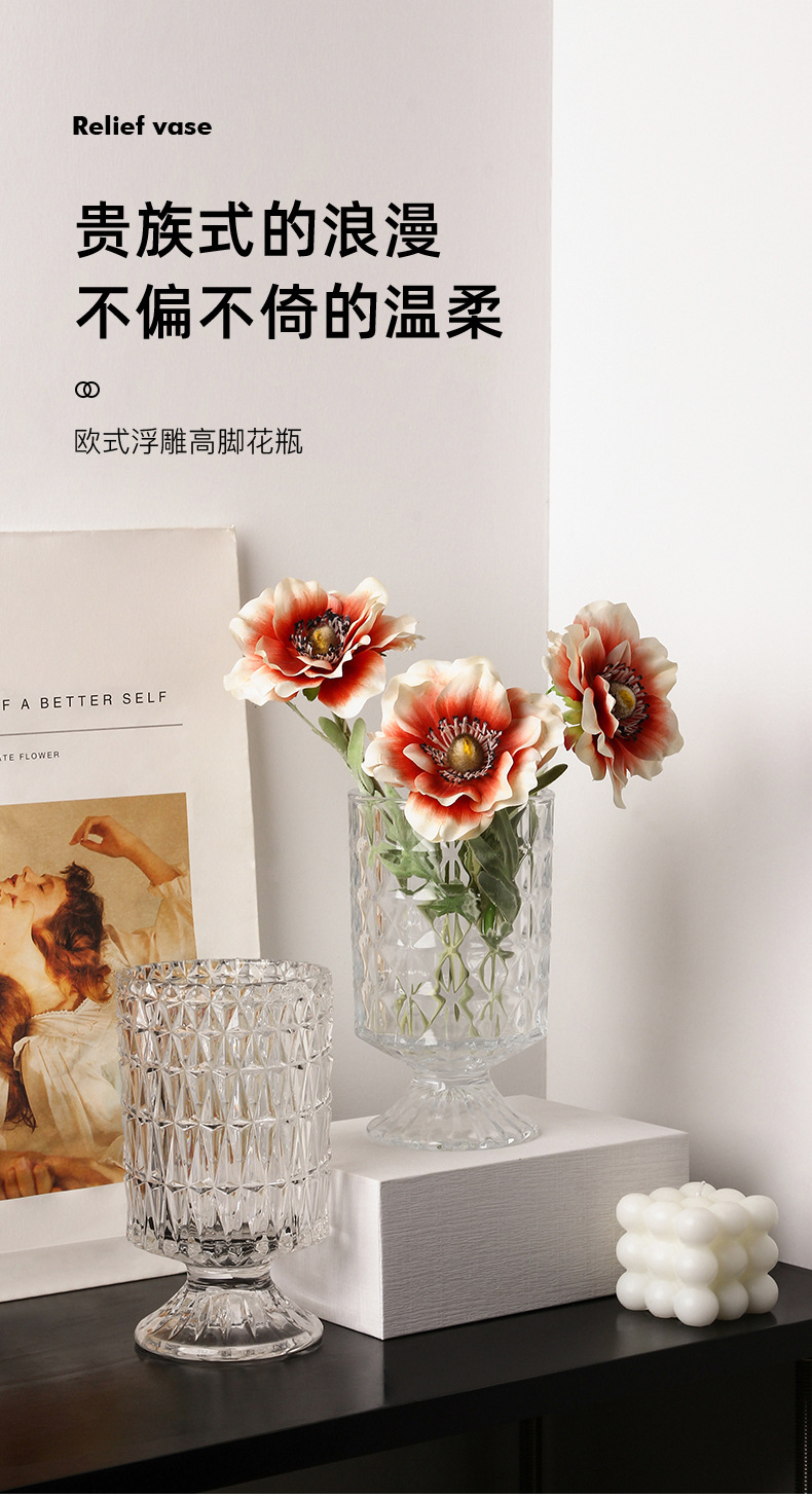 贝汉美轻奢透明玻璃花瓶摆件客厅高颜值ins水培插花网红简约花器工艺品详情2