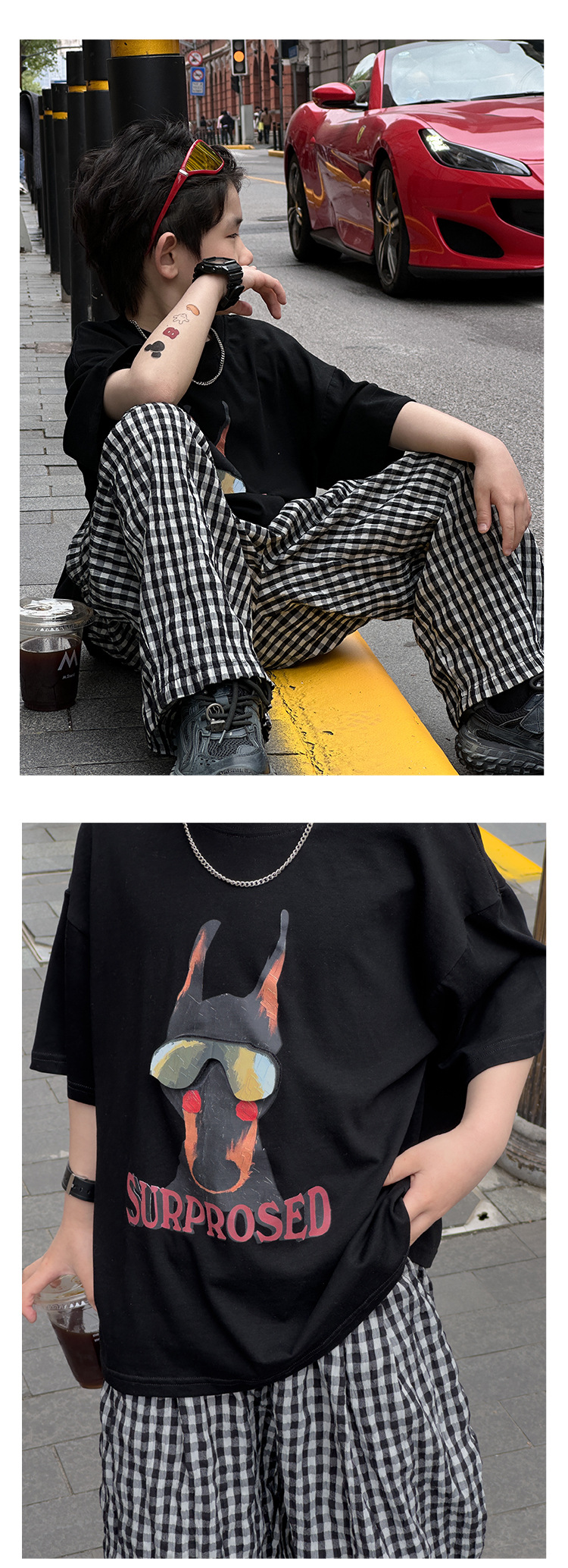 以鸿制衣男童t恤24年夏装新款上衣体恤DIY立体卡通印花短袖韩版潮详情6